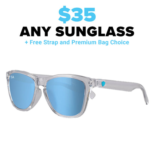 Any Sunglass $20 + Free Strap and Premium Bag Choice