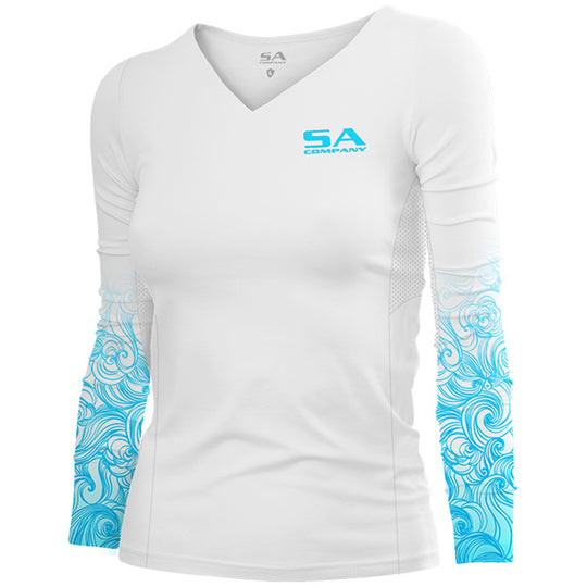 Women's Performance Long Sleeve Shirt | White | Tidal Waves