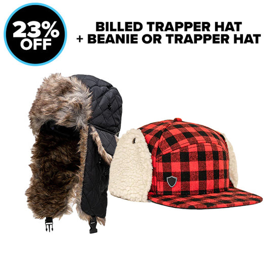 Billed Trapper Hat + Beanie or Trapper Hat
