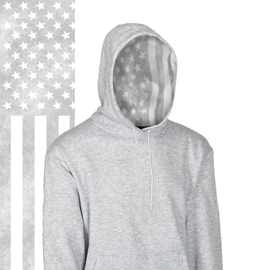 Classic Lined Hoodie | Ghost American Flag | Light Heather Grey