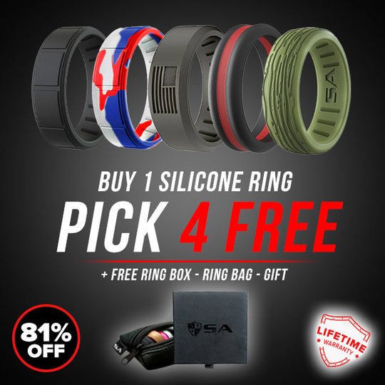 BUY 1 SILICONE RING - PICK 4 FREE + Free Box, Bag, & Gift