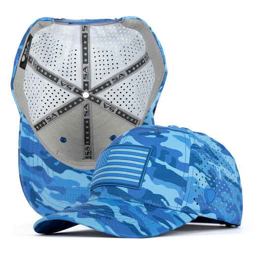 Performance Snapback | Blue Military Camo