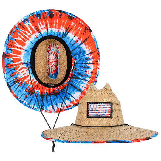 Under Brim Straw Hat | Patriotic Tie Dye