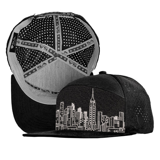 Performance Flat Bill Snapback | Midnight Skyline | Black