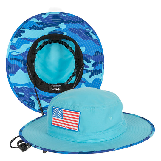 Bucket Hat | Aqua Blue Military Camo