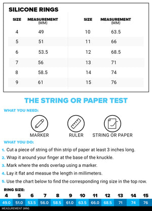 Silicone Rings Sizing Chart. 