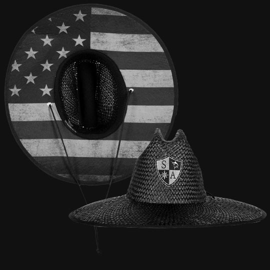 Under Brim Straw Hat | Blackout American Flag | SA Shield