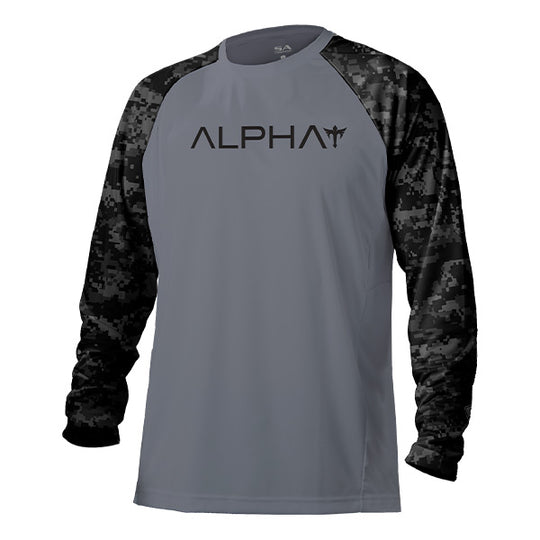 Tactical Long Sleeve Mesh | Grey | 2 Sleeve-Black Out Digi Camo | Alpha