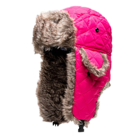Trapper Hat | Pilot | Pink | Brown Fur
