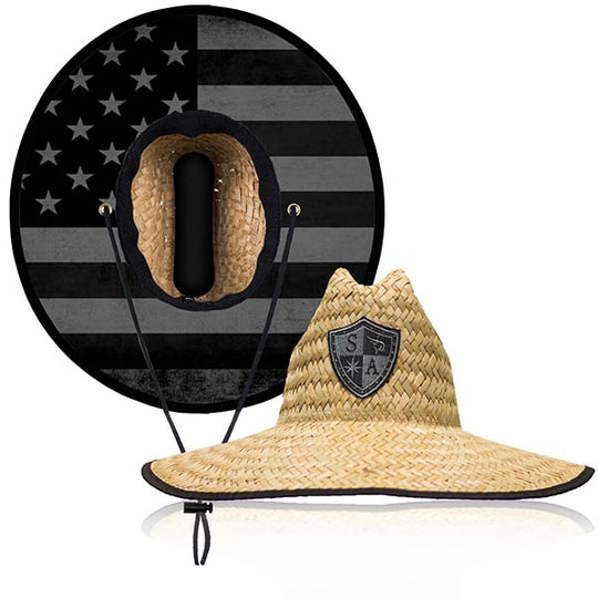 Under Brim Straw Hat | Blackout American Flag