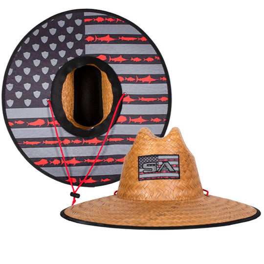 Palms Under Brim Straw Hat | Blackout Fins & Stripes