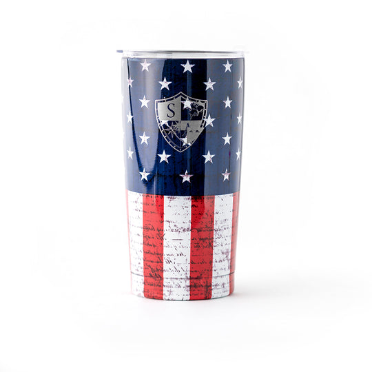 Tumbler | Metal | 20oz | American Flag with Silver